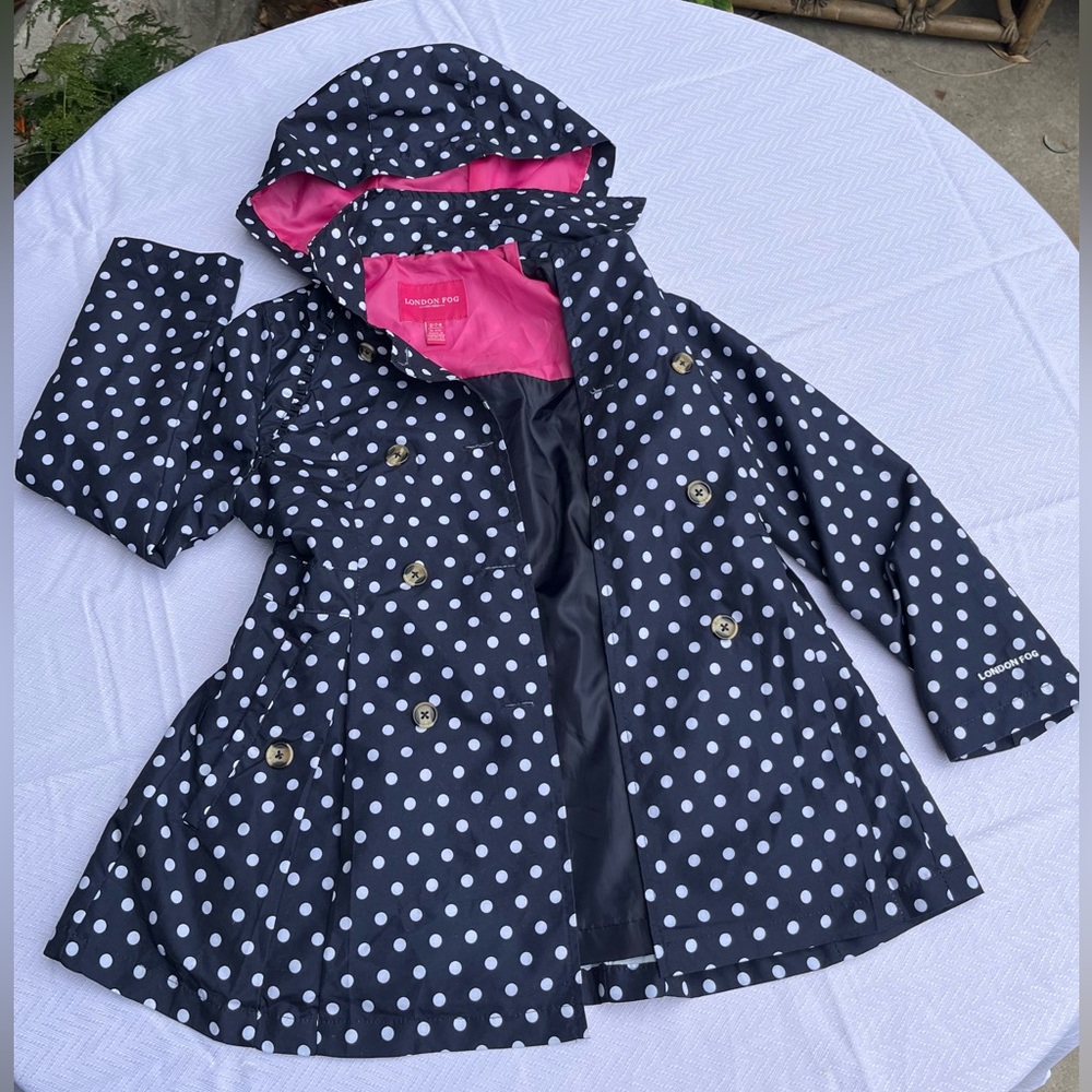 LONDON FOG Polka Dot Trench Coat Girls Size 7 / 8
